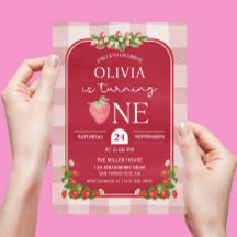 Red Strawberry 1st Birthday Girl Party