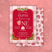 Red Strawberry 1st Birthday Girl Party Einladung