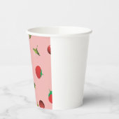 Red Strawberry and Cherry Pattern Pink Fruit Pappbecher (Links)