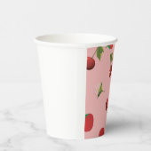 Red Strawberry and Cherry Pattern Pink Fruit Pappbecher (Rechts)