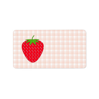 Red Strawberry auf Gingham Karo. Adressaufkleber