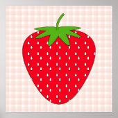 Red Strawberry auf Gingham Karo. Poster (Vorne)