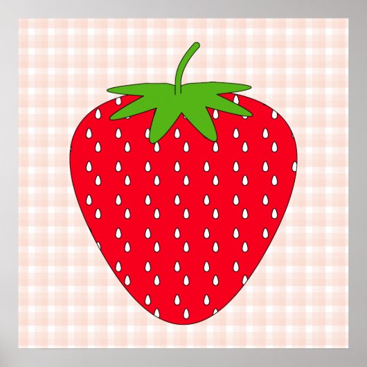 Red Strawberry auf Gingham Karo. Poster (Vorne)