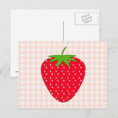 Red Strawberry auf Gingham Karo. Postkarte (Vorne/Hinten)