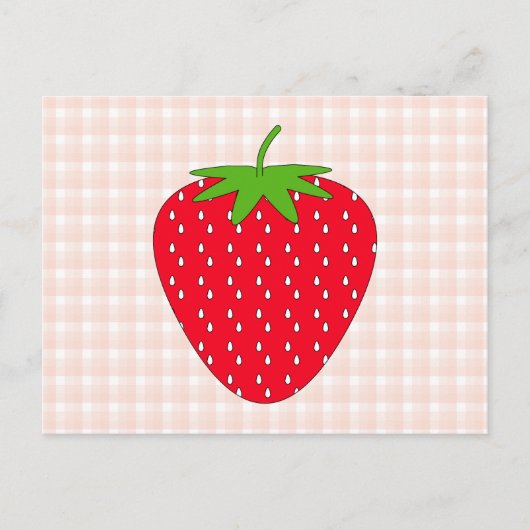 Red Strawberry auf Gingham Karo. Postkarte (Vorderseite)