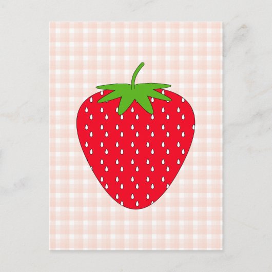 Red Strawberry auf Gingham Karo. Postkarte (Vorderseite)