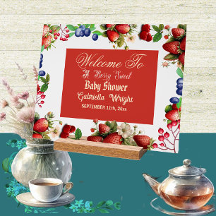 Red Strawberry Baby Dusche Blue Berry Sweet Nied Acrylschild