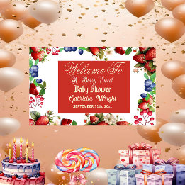 Red Strawberry Baby Dusche | Blue Berry Sweet Nied Banner