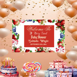 Red Strawberry Baby Dusche | Blue Berry Sweet Nied Banner