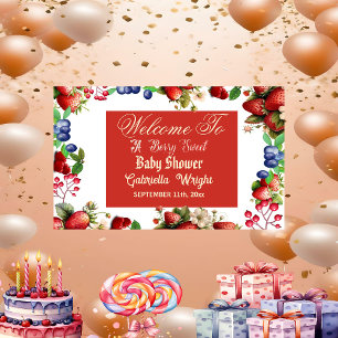 Red Strawberry Baby Dusche   Blue Berry Sweet Nied Banner
