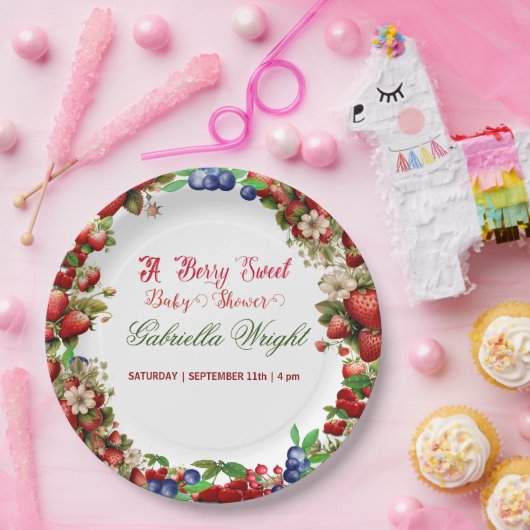 Red Strawberry Baby Dusche | Blue Berry Sweet Nied Pappteller (Party)