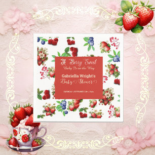 Red Strawberry Baby Dusche   Blue Berry Sweet Nied Serviette