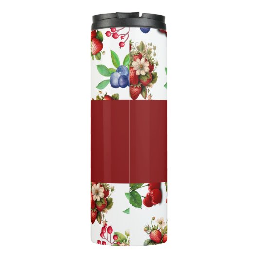 Red Strawberry Baby Dusche | Blue Berry Sweet Nied Thermosbecher (Rückseite)