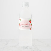 Red Strawberry Baby Dusche Wasserflaschenetikett (Vorderseite)