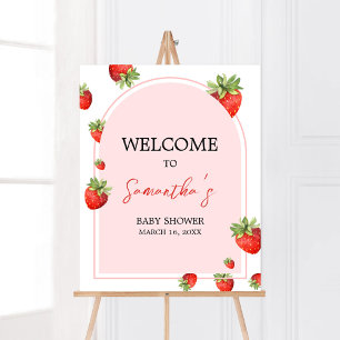 Red Strawberry Baby Dusche Willkommen Poster