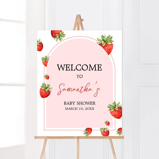 Red Strawberry Baby Dusche Willkommen Poster