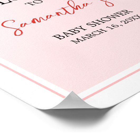 Red Strawberry Baby Dusche Willkommen Poster (Ecke)