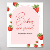 Red Strawberry Baby Shower Babys sind süß Poster (Vorne)