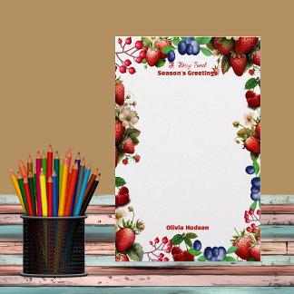 Red Strawberry Baby Shower Blue Berry Sweet Office Briefpapier