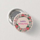 Red Strawberry berry Daisy Birthday Party für sie Button (Vorne & Hinten)