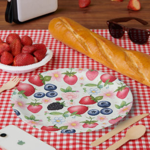 Red Strawberry berry Daisy Birthday Party für sie Pappteller