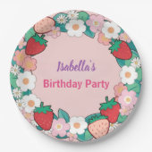 Red Strawberry berry Daisy Birthday Party für sie Pappteller (Vorderseite)