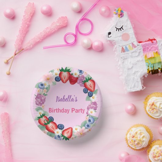Red Strawberry berry Daisy Birthday Party für sie Pappteller (Party)