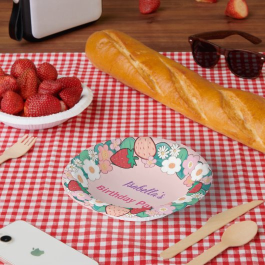 Red Strawberry berry Daisy Birthday Party für sie Pappteller (Picknick)