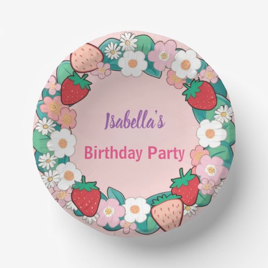 Red Strawberry berry Daisy Birthday Party für sie Pappteller (Vorderseite)