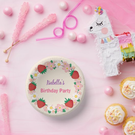 Red Strawberry berry Daisy Birthday Party für sie Pappteller (Party)