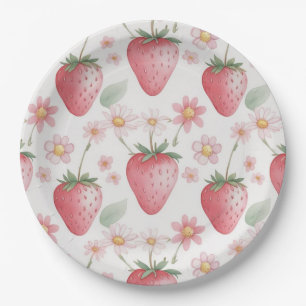 Red Strawberry berry Daisy Birthday Party für sie Pappteller