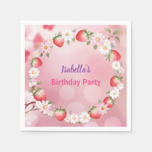 Red Strawberry berry Daisy Birthday Party für sie Serviette