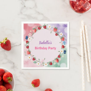 Red Strawberry berry Daisy Birthday Party für sie Serviette