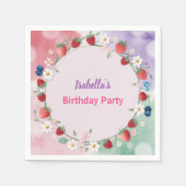 Red Strawberry berry Daisy Birthday Party für sie Serviette (Vorderseite)