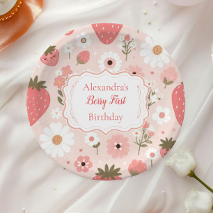 Red Strawberry Berry Erster Geburtstag Party Pappteller