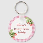 Red Strawberry Berry Erster Geburtstag Vielen Dank Schlüsselanhänger (Vorderseite)