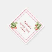 Red Strawberry Berry Erster Geburtstag Vielen Dank Serviette (Ecke)