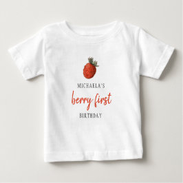 Red Strawberry Berry First Birthday Baby T-shirt