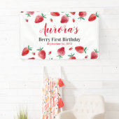 Red Strawberry Berry First Birthday Banner (Insitu)