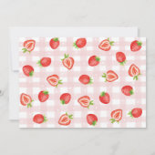 Red Strawberry Berry First Birthday Foto Dankeskarte (Rückseite)