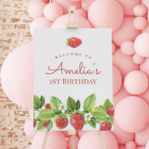 Red Strawberry Berry Sweet Begrüßungszeichen Poster