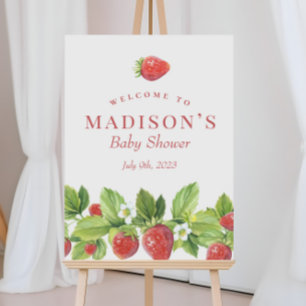 Red Strawberry Berry Sweet Begrüßungszeichen Poster