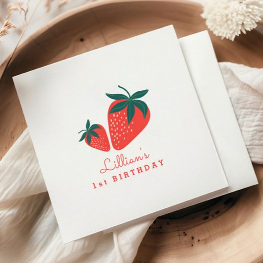 Red Strawberry Berry Sweet Birthday Serviette