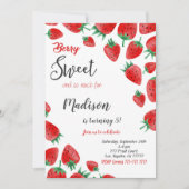 Red Strawberry Birthday Einladung (Vorderseite)