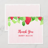 Red Strawberry Birthday Girl Berry Much Dankeskarte (Vorne/Hinten)