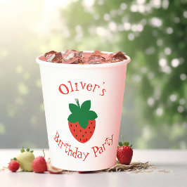 Red Strawberry Birthday Party Pappbecher