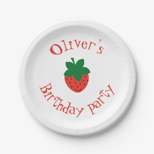 Red Strawberry Birthday Party Pappteller (Vorderseite)