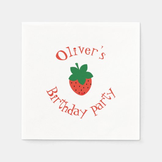 Red Strawberry Birthday Party Serviette (Vorderseite)