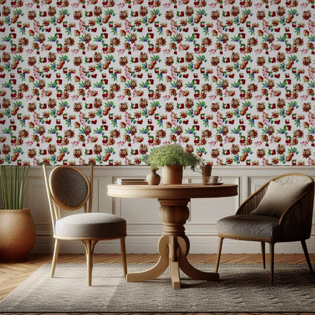 Red Strawberry Blue Berry Sehr Sweet Summer Frucht Tapete (Red Strawberry Blue Berry Very Sweet Summer Fruit Wallpaper)