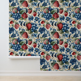 Red Strawberry & Blue Blueberry Farm Style Tapete